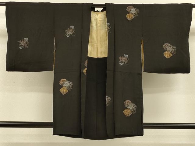 平和屋着物#羽織 乱菊 黒地 金銀彩 正絹 逸品 CABH6838in