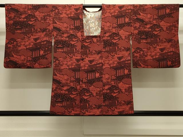 平和屋着物#人間国宝 南部芳松 突彫り 道行コート 風景草花文 反端付き 正絹 逸品 CABH6843in