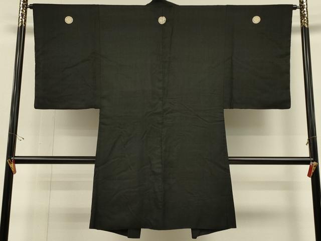 平和屋着物∞男性 長羽織 黒紋付き 正絹 逸品 CABH6862in