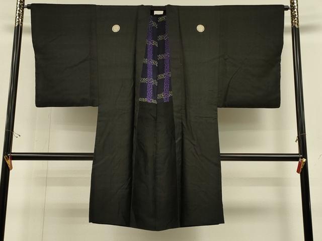 平和屋着物∞男性 長羽織 黒紋付き 正絹 逸品 CABH6862in