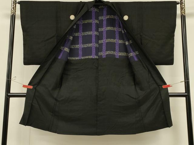 平和屋着物∞男性 長羽織 黒紋付き 正絹 逸品 CABH6862in