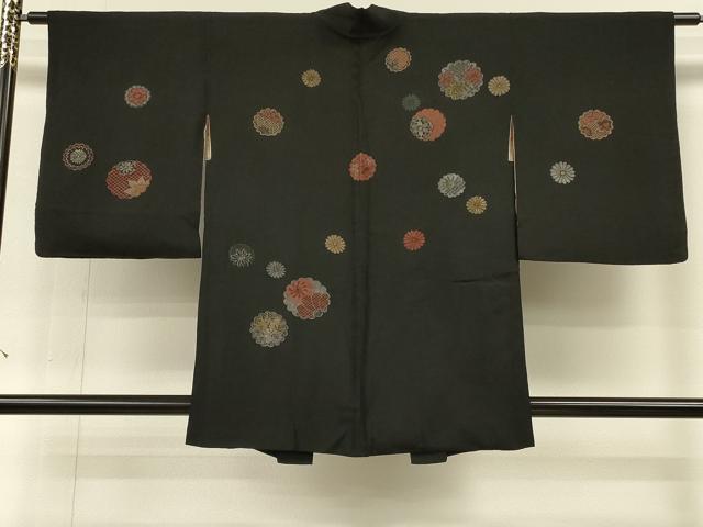 平和屋着物∞羽織 寿光織 舞花文 黒地 金銀糸 正絹 逸品 CABH6863in