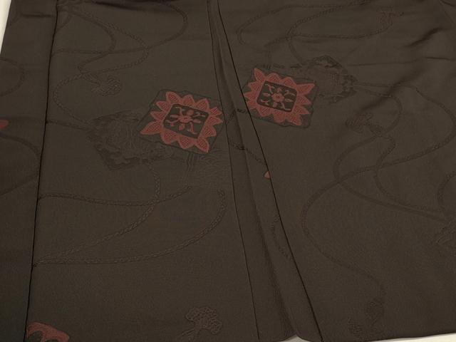 平和屋着物#羽織 地紋起こし 色紙花文 黒地 正絹 逸品 CABH6869in