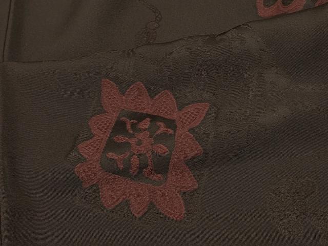 平和屋着物#羽織 地紋起こし 色紙花文 黒地 正絹 逸品 CABH6869in