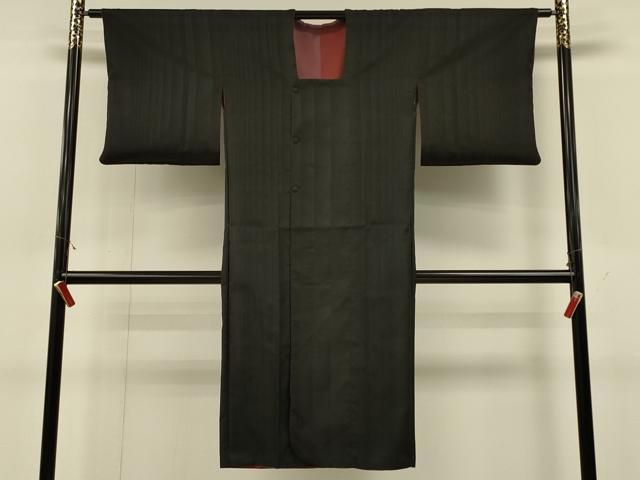 平和屋着物#道行コート 雨コート リバーシブル 麻の葉間道地紋 暈し染め 黒地 ロング丈 正絹 逸品 CABH6877in