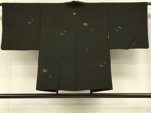 平和屋着物#羽織 寿光織 抽象文 黒地 金銀糸 正絹 逸品 CABH6882in