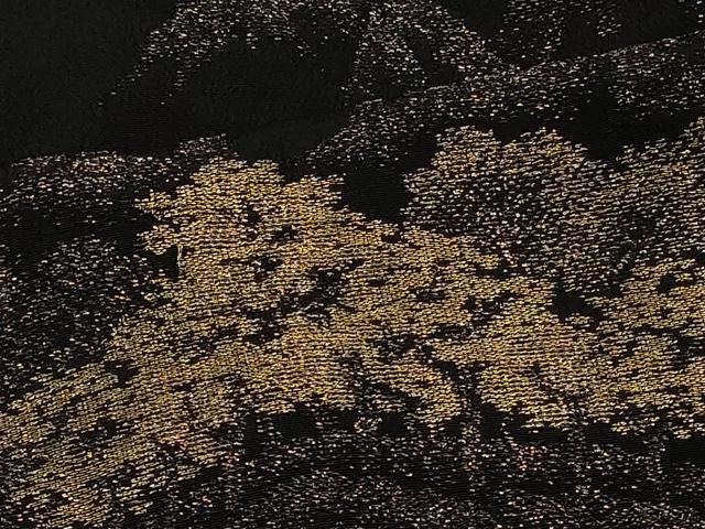 平和屋着物#羽織 寿光織 遠山樹林文 黒地 金糸 正絹 逸品 CABH6888in