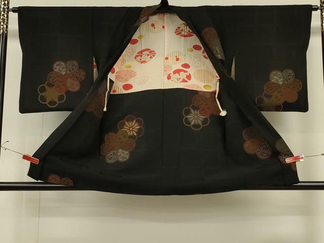 平和屋着物#羽織 寿光織 吉祥舞花文 黒地 金糸 正絹 逸品 CABH6889in