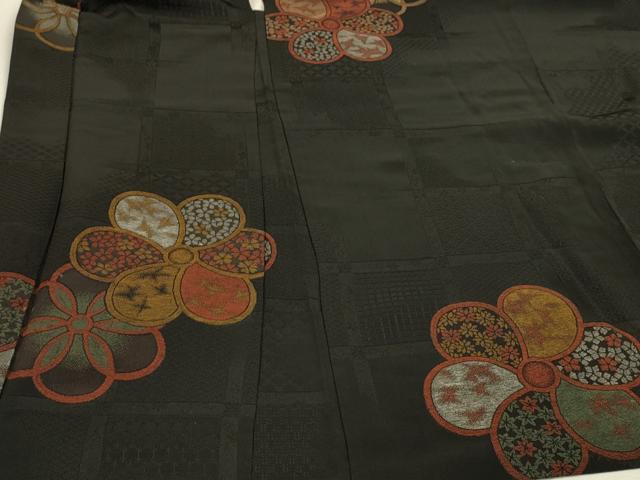 平和屋着物#羽織 寿光織 吉祥舞花文 黒地 金糸 正絹 逸品 CABH6889in