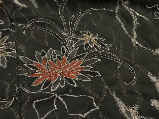 平和屋着物#道行コート 寿光織 乱菊 黒地 金銀糸 正絹 逸品 CABH6890in
