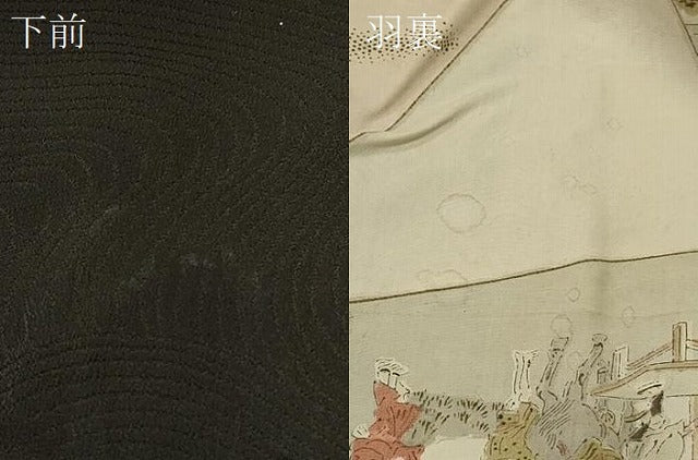 平和屋着物#羽織 寿光織 霞枝花文 黒地 金銀糸 正絹 逸品 CABH6892in