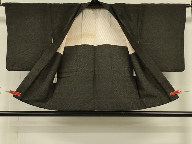 平和屋着物#羽織 寿光織 抽象花文 黒地 銀糸 正絹 逸品 CABH6893in