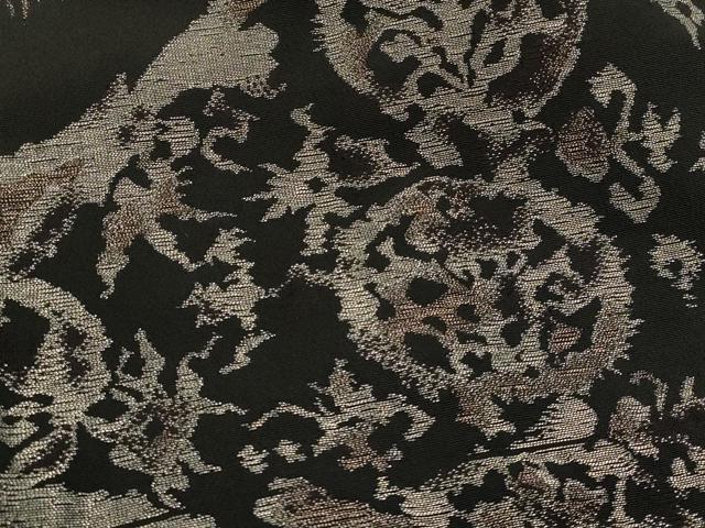 平和屋着物#羽織 寿光織 抽象花文 黒地 銀糸 正絹 逸品 CABH6893in