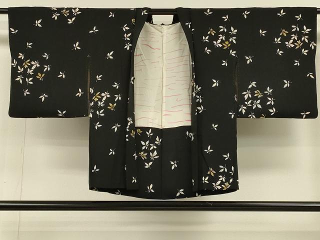 平和屋着物#羽織 舞葉文 黒地 正絹 逸品 CABH6895in