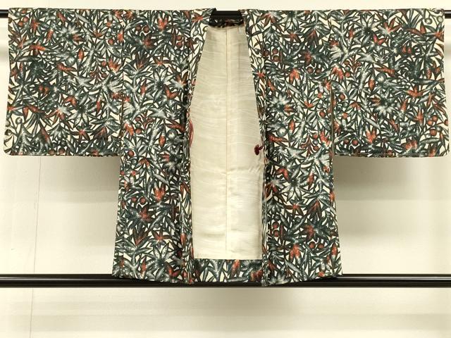 平和屋着物#羽織 草花文 銀通し地 正絹 逸品 未使用 CABH6898in