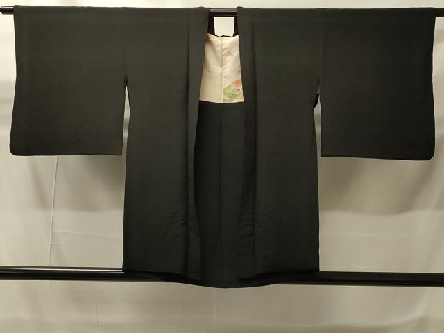 平和屋着物#羽織 寿光織 扇面花文 黒地 銀糸 正絹 逸品 CABH6901in