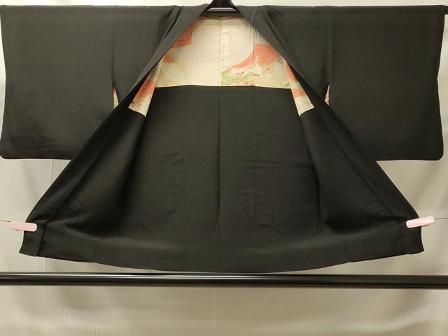 平和屋着物#羽織 寿光織 扇面花文 黒地 銀糸 正絹 逸品 CABH6901in