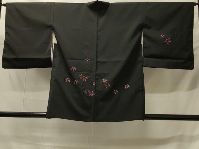 平和屋着物#羽織 総刺繍 枝花文 黒地 金糸 正絹 逸品 CABH6916in