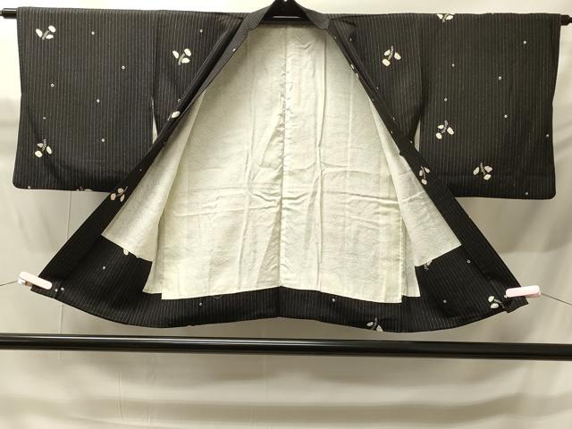 平和屋着物#羽織 絞り 草花間道 黒地 正絹 逸品 CABH6924in