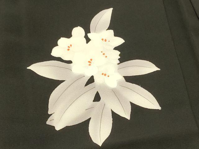 平和屋着物#羽織 刺繍 草花文 黒地 正絹 逸品 未使用 CABH6927in