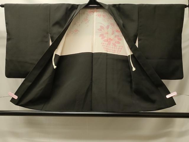 平和屋着物#中国三大刺繍 相良刺繍 羽織 鏡裏鳳凰花文 黒地 正絹 逸品 CABH6932in