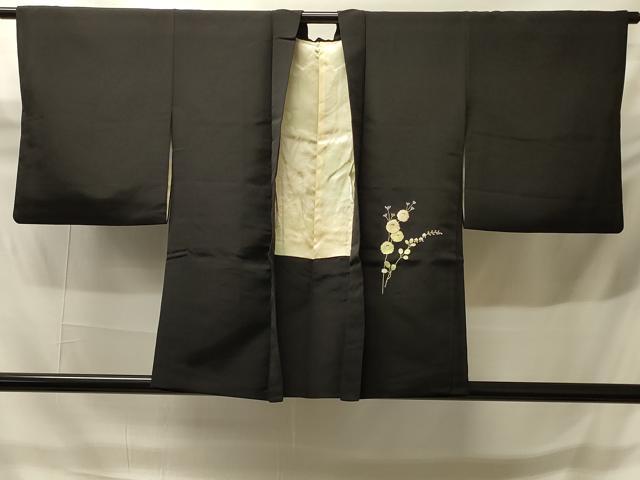 平和屋着物#羽織 総刺繍 枝花文 黒地 金糸 正絹 逸品 CABH6934in