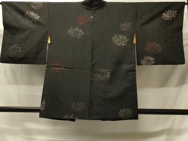 平和屋着物#羽織 寿光織 乱菊 黒地 銀糸 正絹 逸品 CABH6935in