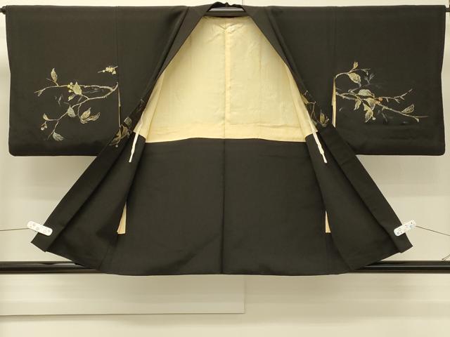 平和屋着物#羽織 寿光織 南天文 黒地 金糸 正絹 逸品 CABH6951in