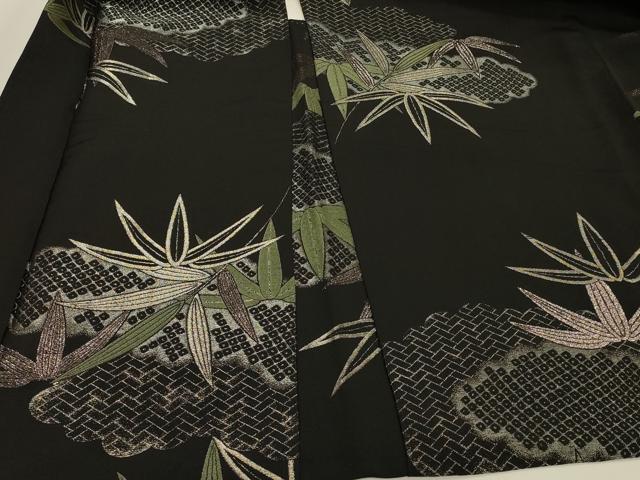 平和屋着物#羽織 寿光織 雲取り吉祥笹文 黒地 銀糸 正絹 逸品 CABH6956in