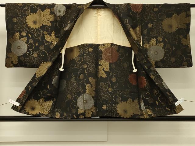 平和屋着物#羽織 寿光織 花唐草文 黒地 金銀糸 正絹 逸品 CABH6960in