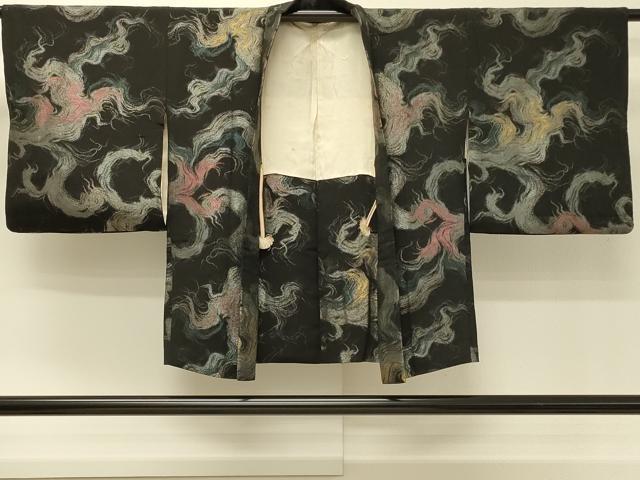 平和屋着物#羽織 寿光織 霞文 黒地 金銀糸 正絹 逸品 CABH6965in