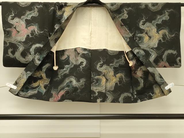平和屋着物#羽織 寿光織 霞文 黒地 金銀糸 正絹 逸品 CABH6965in