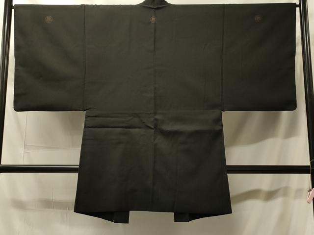 平和屋着物#男性 長羽織 黒紋付き 正絹 逸品 CABH7005in