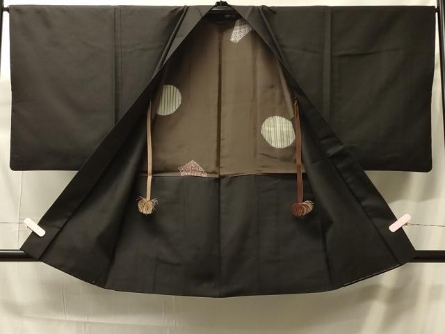 平和屋着物#男性 羽織 黒地 正絹 逸品 CABH7006in
