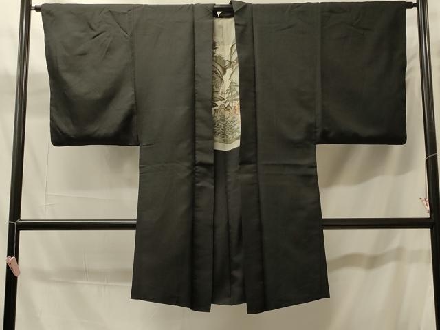 平和屋着物#男性 長羽織 黒紋付き 正絹 逸品 CABH7012in