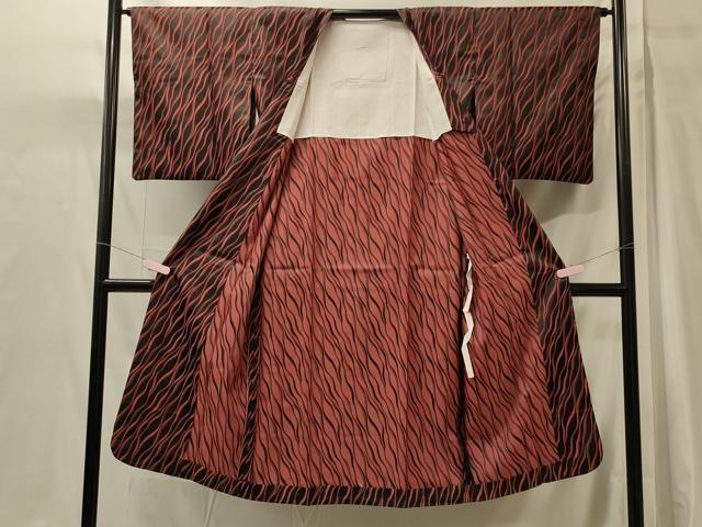 平和屋着物#道行コート 雨コート 単衣 流水文 ロング丈 正絹 逸品 CABH7023in