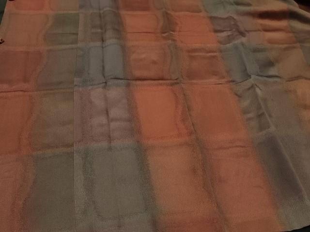 平和屋着物#道行コート 格子 暈し染め ロング丈 正絹 逸品 CABH7030in