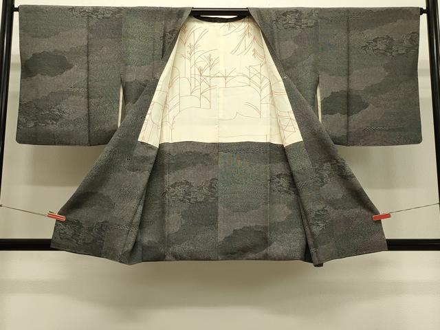 平和屋着物#道行コート 切嵌吉祥文 黒地 正絹 逸品 CABH7042in