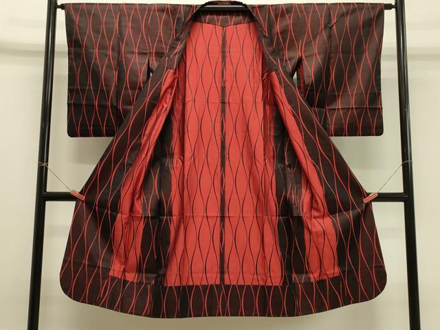 平和屋着物#道行コート 雨コート 単衣 立涌文 ロング丈 正絹 逸品 CABH7045in