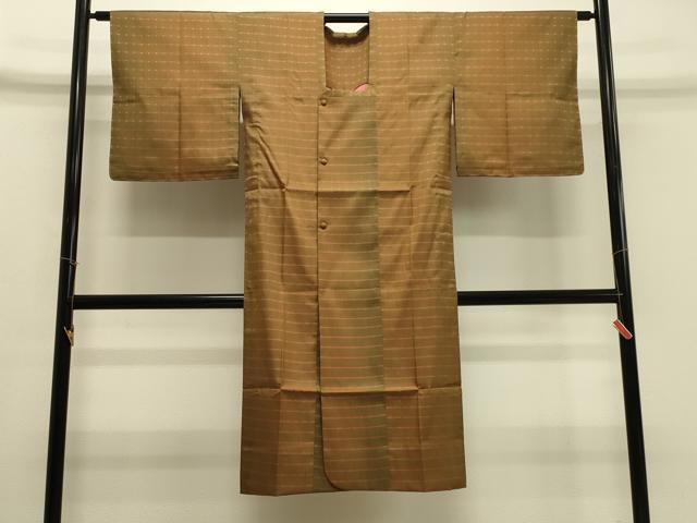 平和屋着物#道行コート 雨コート 単衣 格子 暈し染め ロング丈 正絹 逸品 未使用 CABH7050in