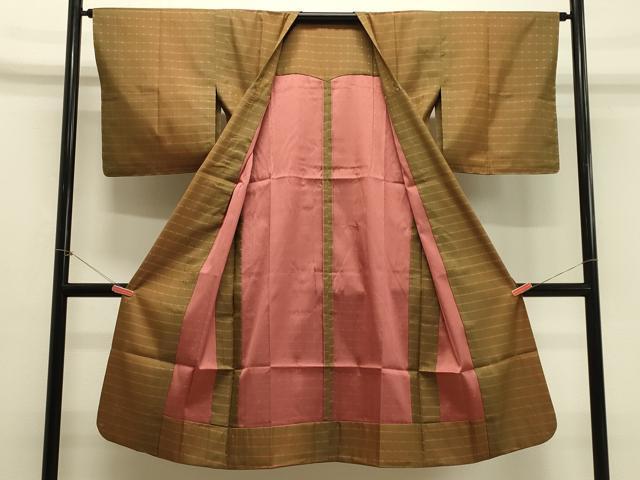 平和屋着物#道行コート 雨コート 単衣 格子 暈し染め ロング丈 正絹 逸品 未使用 CABH7050in