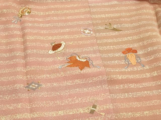 平和屋着物#道行コート 駒刺繍 横段宝尽くし文 暈し染め 金糸 高島屋扱い ロング丈 正絹 逸品 CABH7056in
