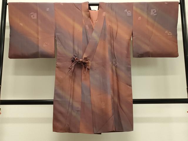 平和屋着物#道中着 草花丸文 暈し染め ロング丈 正絹 逸品 CABH7064in