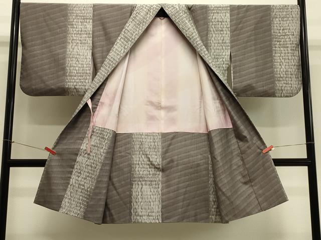 平和屋着物#道中着 紬地 木目絞り 斜線間道 ロング丈 正絹 逸品 CABH7068in