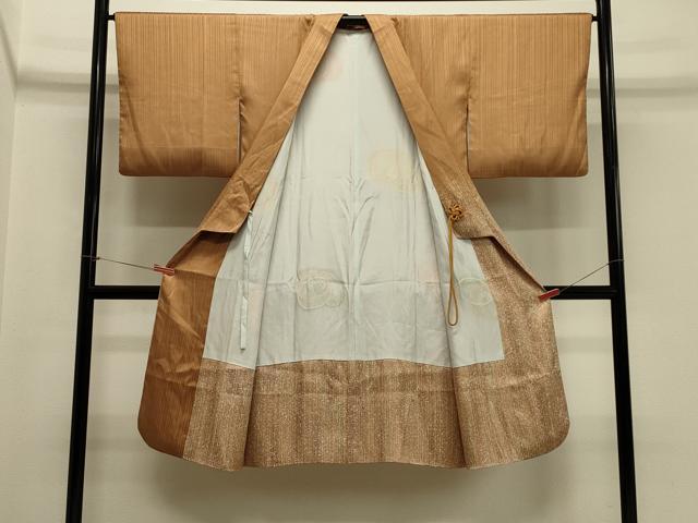 平和屋着物#道中着 縞 たたき染め ロング丈 正絹 逸品 CABH7069in