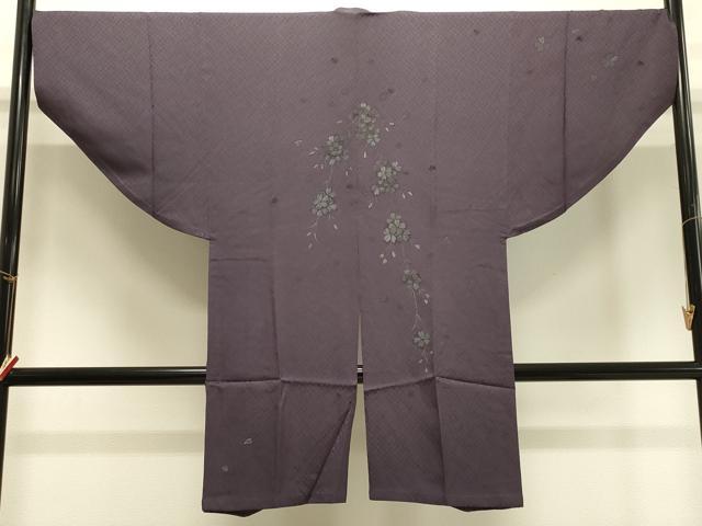 平和屋着物#和装コート 単衣 枝花文 銀彩 ロング丈 正絹 逸品 CABH7073in