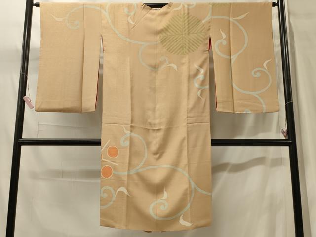 平和屋着物#道行コート 花唐草文 金糸 ロング丈 正絹 逸品 CABH7087in