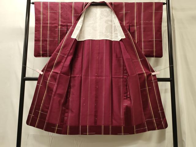 平和屋着物#道行コート 雨コート 単衣 格子 ロング丈 正絹 逸品 CABH7088in