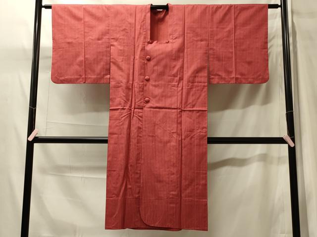 平和屋着物#道行コート 雨コート 単衣 縞 ロング丈 正絹 逸品 CABH7095in