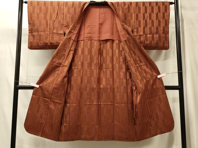 平和屋着物#道行コート 雨コート 縞 ロング丈 正絹 逸品 CABH7097in